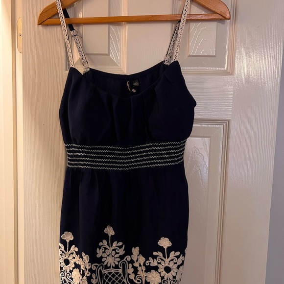 HeartSoul Tops - Heartsoul | navy babydoll blouse with cream embroidery & padded bra